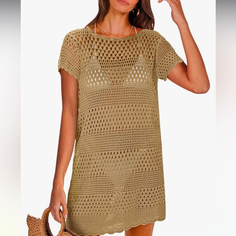 Brown Crochet Swim Coverup
